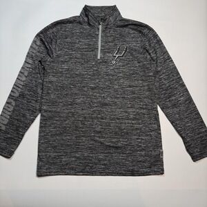 San Antonio Spurs Shirt Mens Medium Gray NBA Basketball Ultra Game 1/4 Zip